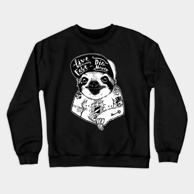 Sloth Tattooed Crewneck Sweatshirt by PaperTigress